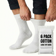 6x Pair COTTON Rich LOOSE TOP SOCKS Circulation Diabetic Comfort in White - 11-14 V563-6COTTONLTSOX-WHT11-14