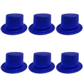6x Glitter Top Hat Fancy Party Plastic Costume Tall Cap Fun Bulk - Blue V563-6GLTRTOPHAT-BLU