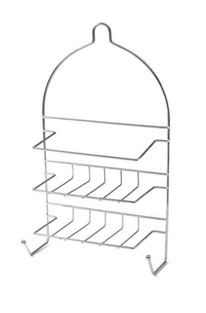12x 2-Tier Shower Caddy Bath Rack Chrome Hanging Hook Basket 25 x 10 x 43cm - Silver V563-6GT004CHRCAD-12PCS