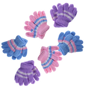 6 Pair Baby Gloves Warm Winter Full Finger Thermal Coral Fleece Kids Boys Girls V563-6PR-KIDGLOVS-ASTD