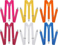 6x Mens Suspenders Braces Adjustable Strong Clip On Elastic Formal Wedding BULK - Assorted Colour Pack V563-6SLIMSUSPENDER-ASSTDCLRPK
