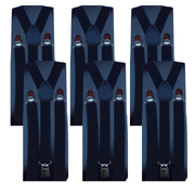 6x Mens Suspenders Braces Adjustable Strong Clip On Elastic Formal Wedding BULK - Black V563-6SLIMSUSPENDERS-BLK
