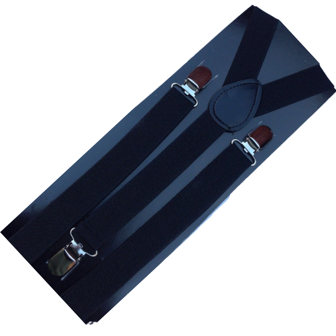 6x Mens Suspenders Braces Adjustable Strong Clip On Elastic Formal Wedding BULK - Black V563-6SLIMSUSPENDERS-BLK