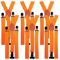 6x Mens Suspenders Braces Adjustable Strong Clip On Elastic Formal Wedding BULK - Fluro Orange V563-6SLIMSUSPENDERS-FLUORNG