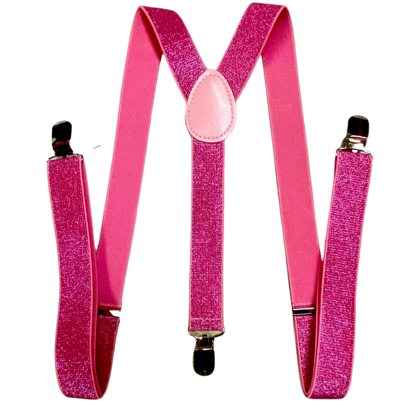 6x Mens Suspenders Braces Adjustable Strong Clip On Elastic Formal Wedding BULK - Hot Pink (Glitter)