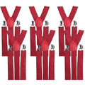 6x Mens Suspenders Braces Adjustable Strong Clip On Elastic Formal Wedding BULK - Red (Glitter)