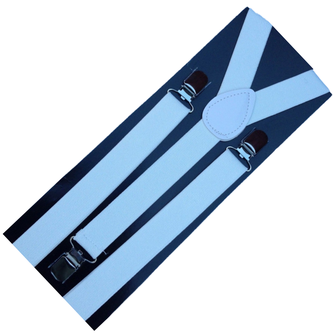 6x Mens Suspenders Braces Adjustable Strong Clip On Elastic Formal Wedding BULK - White V563-6SLIMSUSPENDERS-WHT