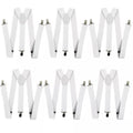 6x Mens Suspenders Braces Adjustable Strong Clip On Elastic Formal Wedding BULK - White V563-6SLIMSUSPENDERS-WHT