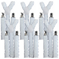 6x Mens Suspenders Braces Adjustable Strong Clip On Elastic Formal Wedding BULK - White (Sequin) V563-6SLIMSUSPENDERS-WHTSEQN