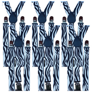 6x Mens Suspenders Braces Adjustable Strong Clip On Elastic Formal Wedding BULK - Zebra V563-6SLIMSUSPENDERS-ZEB
