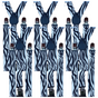 6x Mens Suspenders Braces Adjustable Strong Clip On Elastic Formal Wedding BULK - Zebra V563-6SLIMSUSPENDERS-ZEB