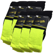 6x Pairs HI VIS SOCKS Workwear Work Safety Tradie High Visibility Fluro - Yellow - 11-14 V563-6XBR-HIVISSOCKS-YLW11-14