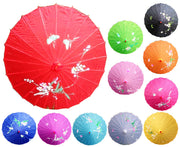 6x PARASOL UMBRELLA Chinese Japanese Bamboo Flower Pattern 80cm Large BULK - Assorted Colour Pack V563-6XBR-PARUMB-ACOLOUR