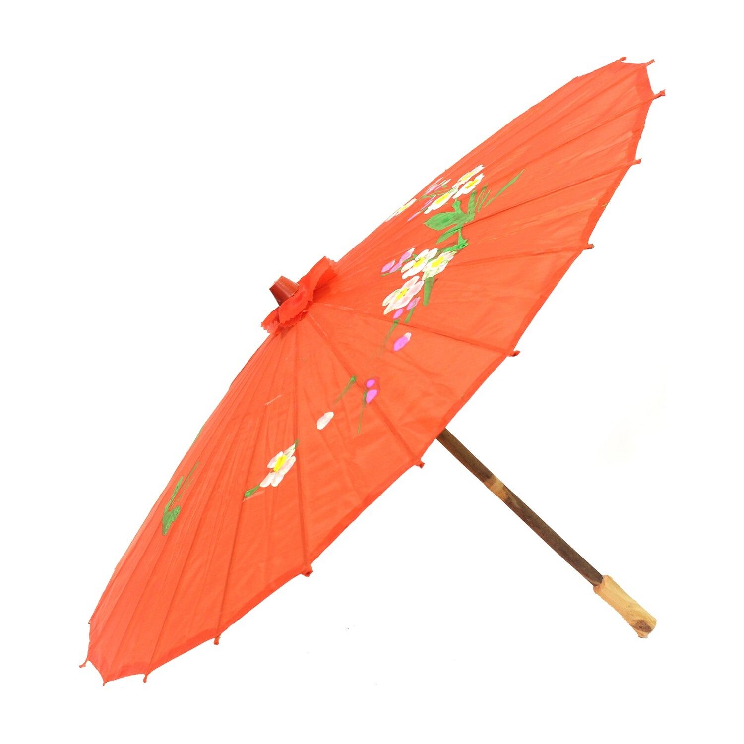 6x PARASOL UMBRELLA Chinese Japanese Bamboo Flower Pattern 80cm Large BULK - Assorted Colour Pack V563-6XBR-PARUMB-ACOLOUR