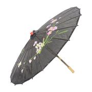 6x PARASOL UMBRELLA Chinese Japanese Bamboo Flower Pattern 80cm Large BULK - Black V563-6XBR-PARUMB-BLK