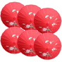 6x PARASOL UMBRELLA Chinese Japanese Bamboo Flower Pattern 80cm Large BULK - Red V563-6XBR-PARUMB-RED