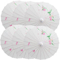6x PARASOL UMBRELLA Chinese Japanese Bamboo Flower Pattern 80cm Large BULK - White V563-6XBR-PARUMB-WHT