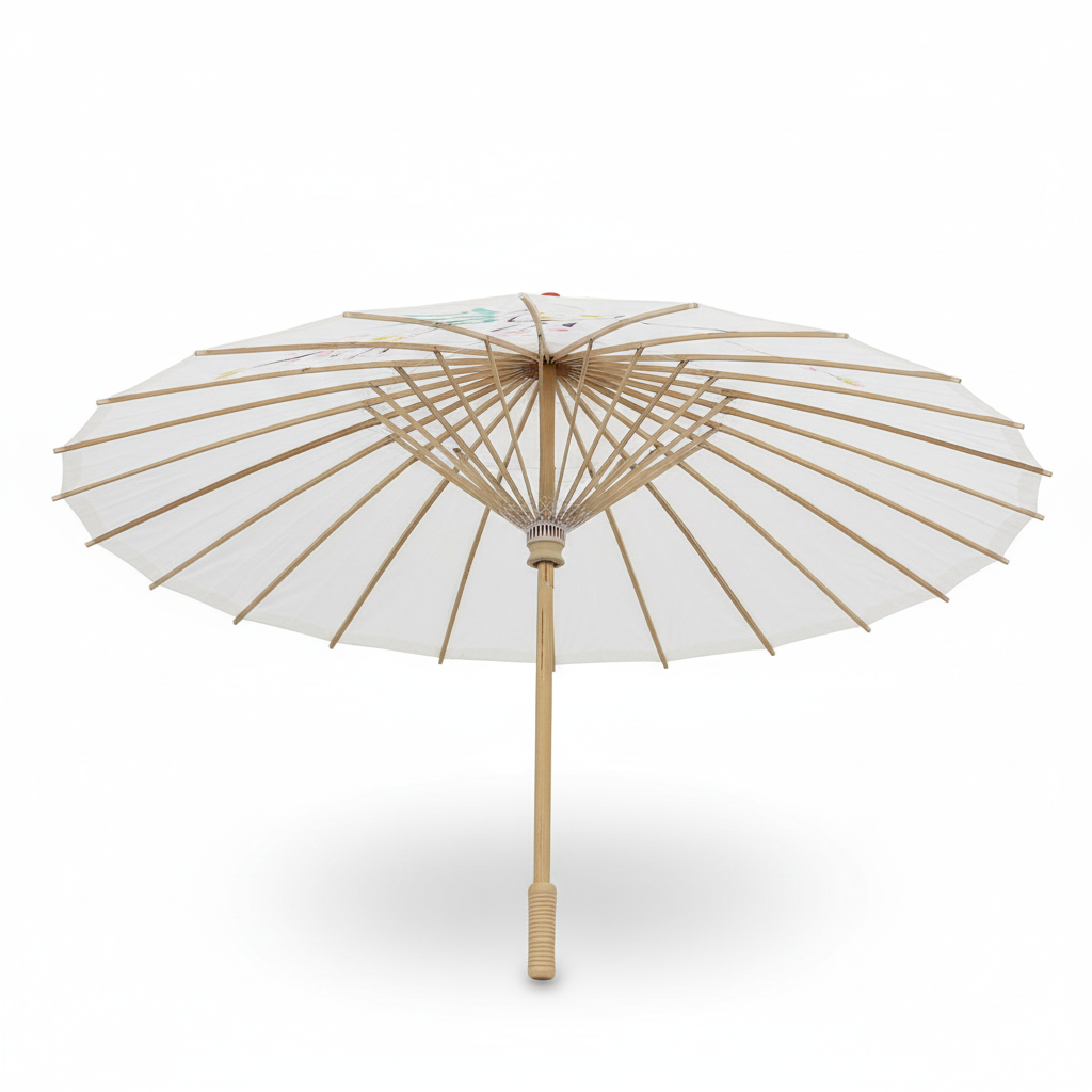 6x PARASOL UMBRELLA Chinese Japanese Bamboo Flower Pattern 80cm Large BULK - White V563-6XBR-PARUMB-WHT