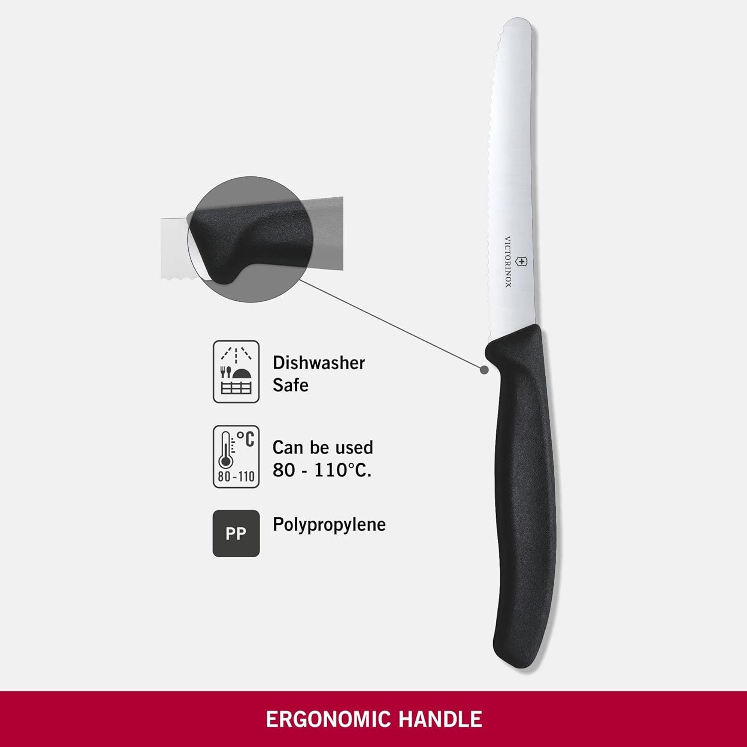 1x Victorinox Standard Wavy Edge Steak and Tomato Knife - Black V563-6_7833