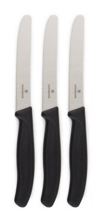 3x Victorinox Standard Wavy Edge Steak and Tomato Knife - Black V563-6_7833-3PCS