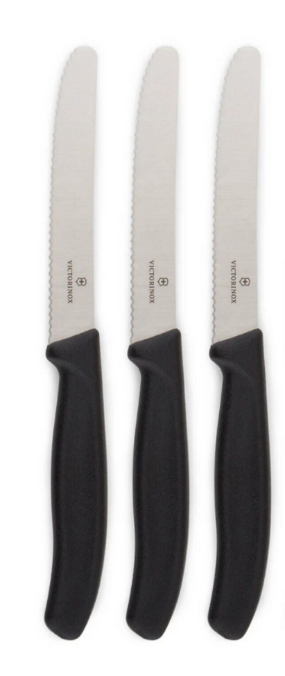 3x Victorinox Standard Wavy Edge Steak and Tomato Knife - Black V563-6_7833-3PCS