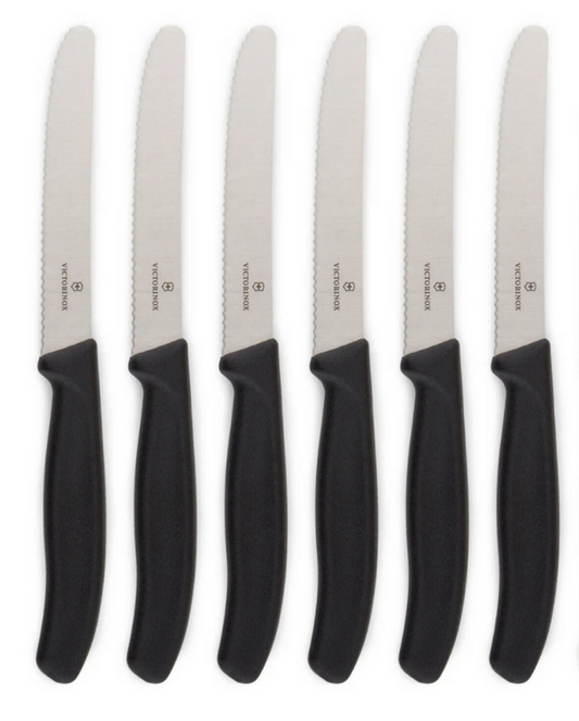 6x Victorinox Standard Wavy Edge Steak and Tomato Knife - Black V563-6_7833-6PCS