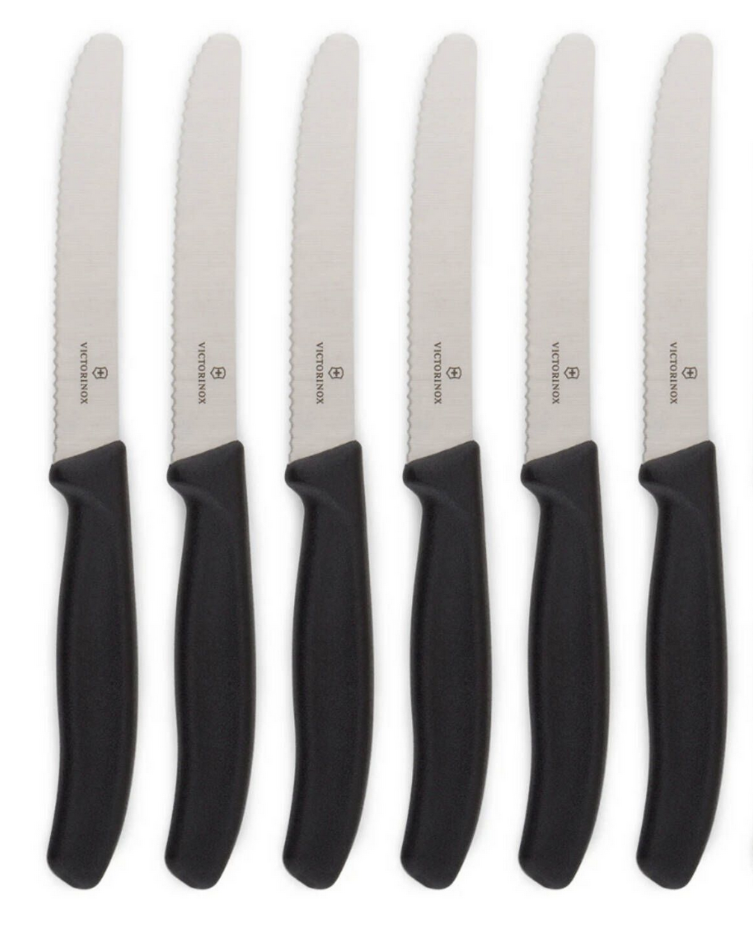 6x Victorinox Standard Wavy Edge Steak and Tomato Knife - Black V563-6_7833-6PCS