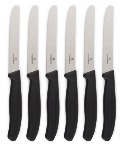 6x Victorinox Standard Wavy Edge Steak and Tomato Knife - Black V563-6_7833-6PCS