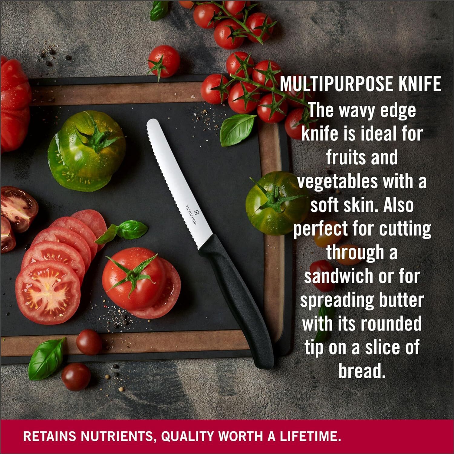 6x Victorinox Standard Wavy Edge Steak and Tomato Knife - Black V563-6_7833-6PCS