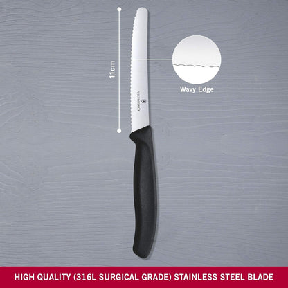6x Victorinox Standard Wavy Edge Steak and Tomato Knife - Black V563-6_7833-6PCS