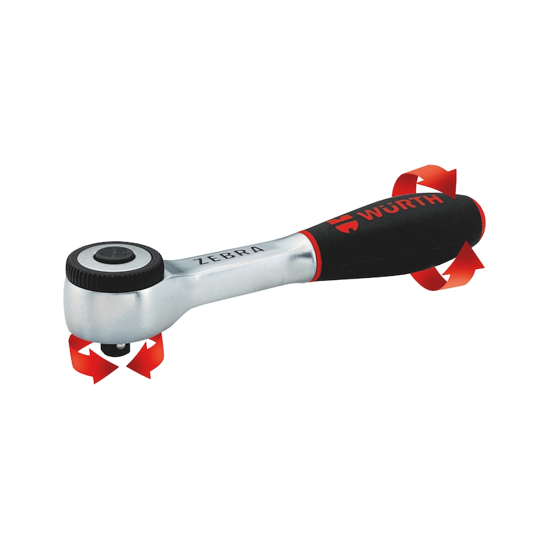 Wurth 1/4" Reversible Ratchet Wrench 360 Degree Twist Handle Chrome Vanadium 135mm V563-71201406