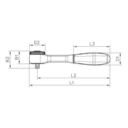 Wurth 1/4" Reversible Ratchet Wrench 360 Degree Twist Handle Chrome Vanadium 135mm V563-71201406