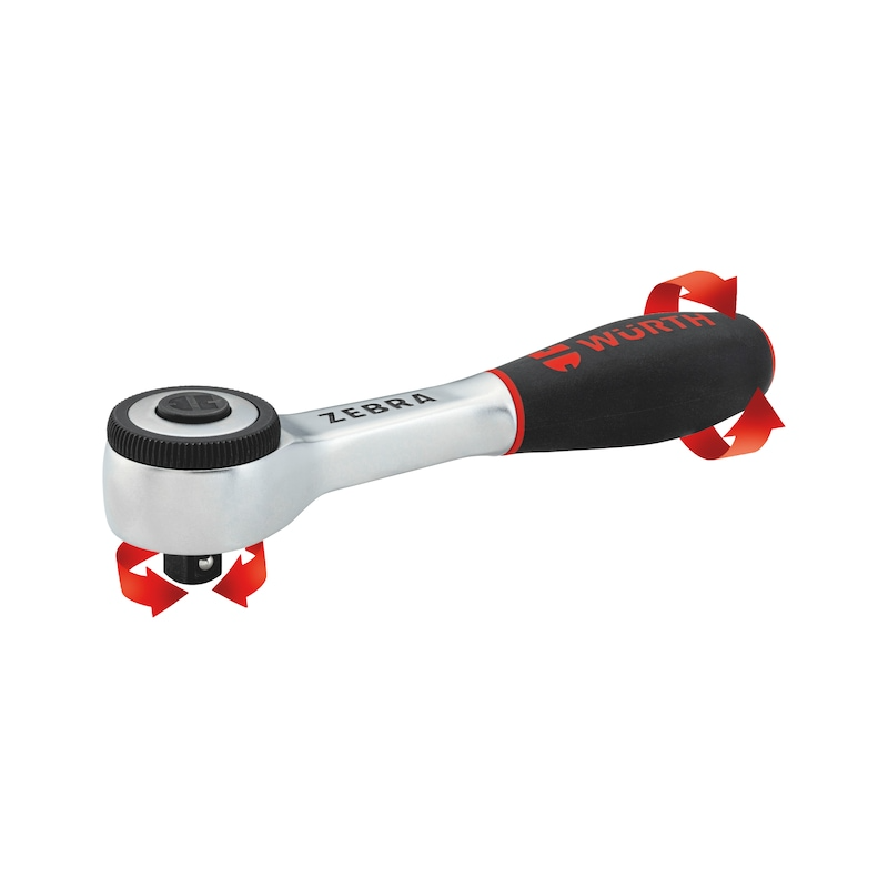 Wurth 3/8" Reversible Ratchet Wrench 360 degrees Twist Handle Chrome Vanadium 175mm DIN 3122 V563-71203806