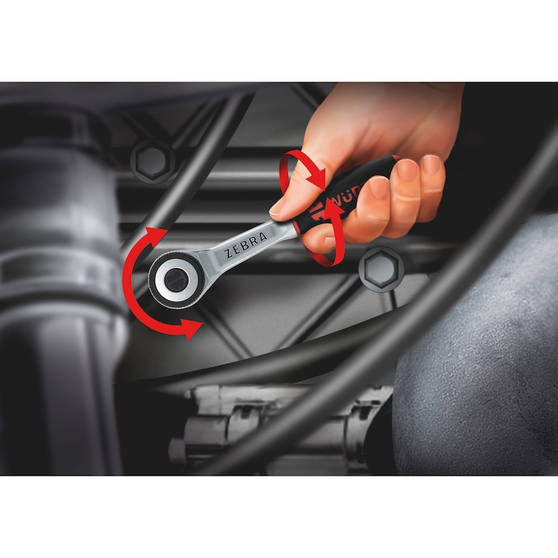 Wurth 3/8" Reversible Ratchet Wrench 360 degrees Twist Handle Chrome Vanadium 175mm DIN 3122 V563-71203806