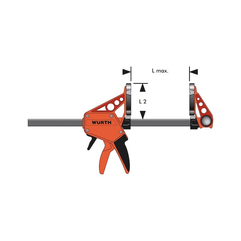 300mm Wurth Quick-Grip One Handed Bar Clamp F Clamp Hand Trigger Action Clamp V563-714662300