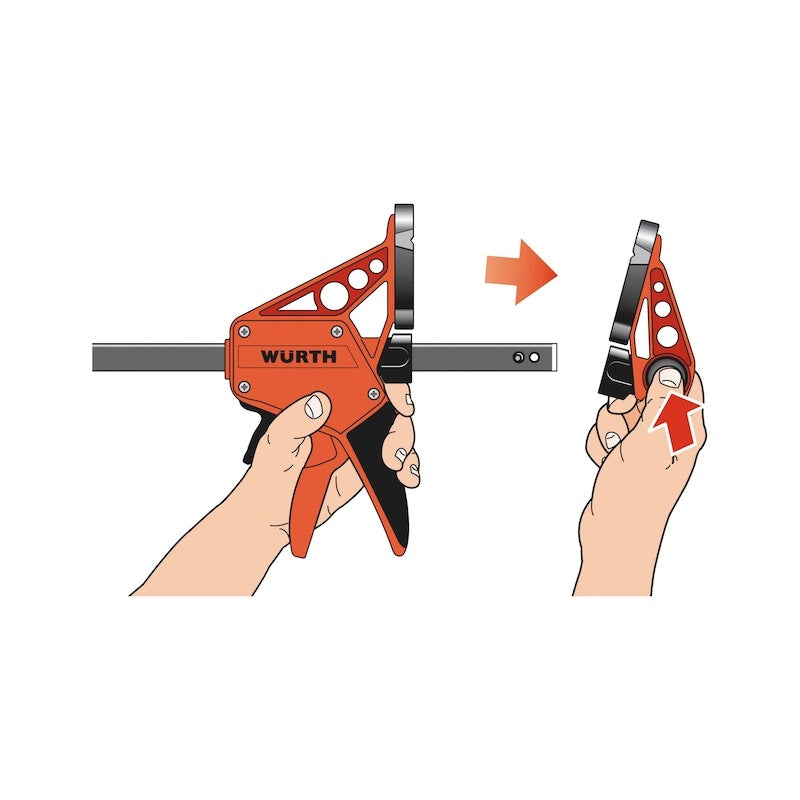 300mm Wurth Quick-Grip One Handed Bar Clamp F Clamp Hand Trigger Action Clamp V563-714662300