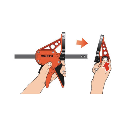 300mm Wurth Quick-Grip One Handed Bar Clamp F Clamp Hand Trigger Action Clamp V563-714662300