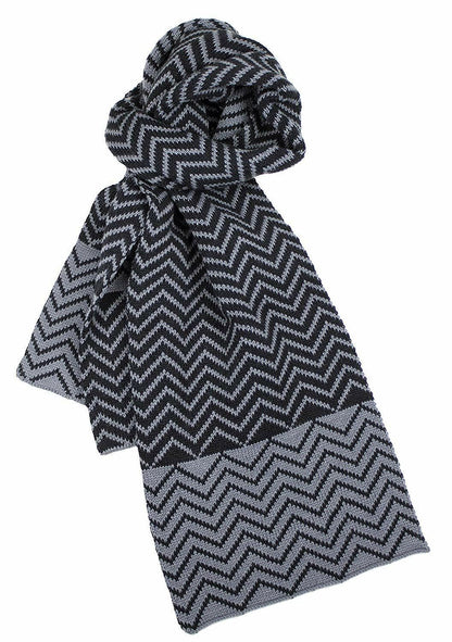 Dents Zig Zag Two-Tone Knit Scarf Warm Winter Ski - Black/Charcoal V563-72-0015-BLACK_CHAR-ONESIZ