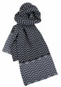 Dents Zig Zag Two-Tone Knit Scarf Warm Winter Ski - Black/Charcoal V563-72-0015-BLACK_CHAR-ONESIZ