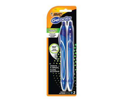 BiC Gel-Ocity Quick Dry Gel Pen Medium Blue (0.7 mm) -12 Packs of 2 Units (24 Pens Total) V563-73530-12PK
