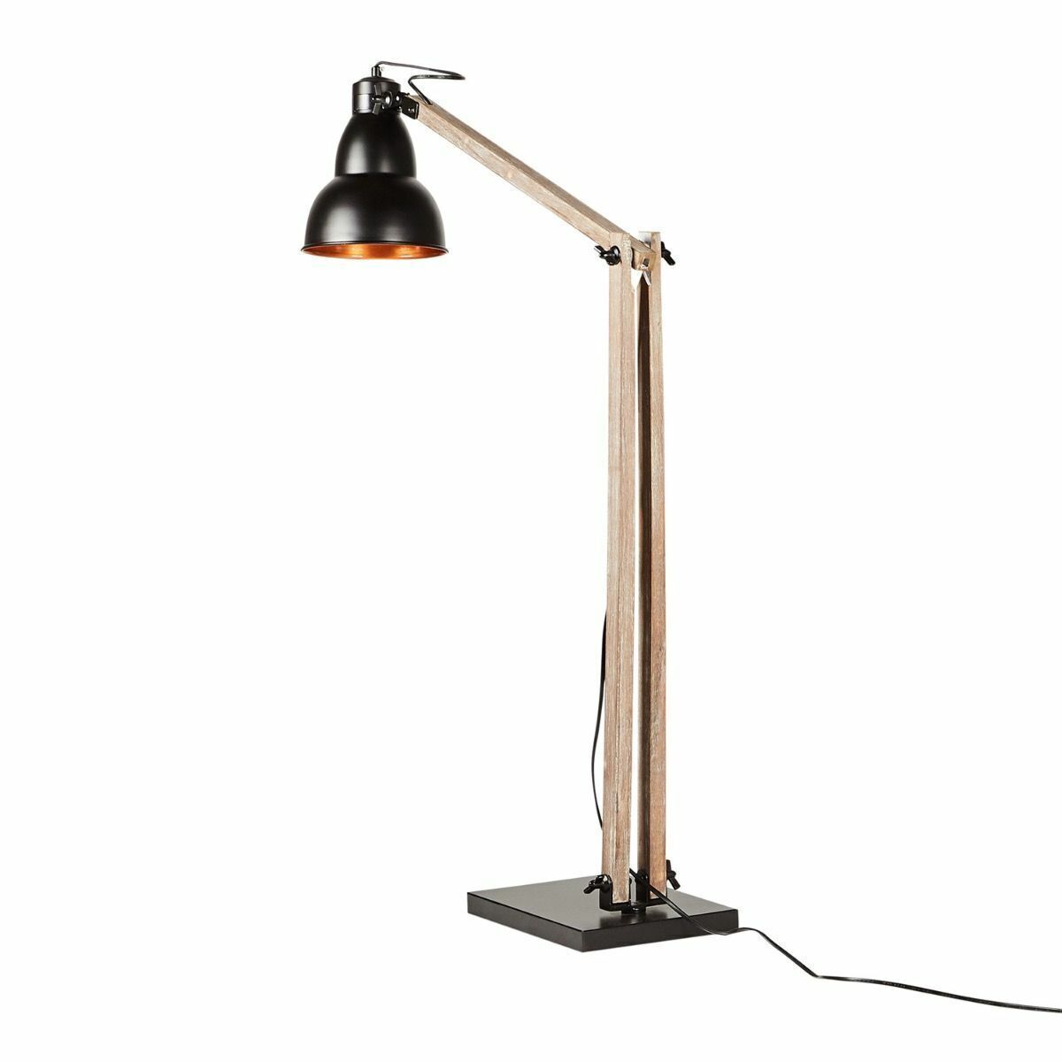 Wooden Large Floor Lamp Industrial Retro Modern Adjustable Light - Matte Black V563-75090