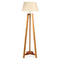 155cm Large Bamboo Wooden Tripod Floor Lamp w Beige Linen Light Shade V563-75131