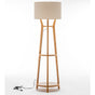 168cm Large Bamboo Wooden Tripod Floor Lamp Light Modern Linen Shade w Shelves V563-75140