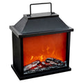 31.5cm LED Fireplace Metal/Glass Lantern Home Decor (Battery Operated) - Large V563-75149
