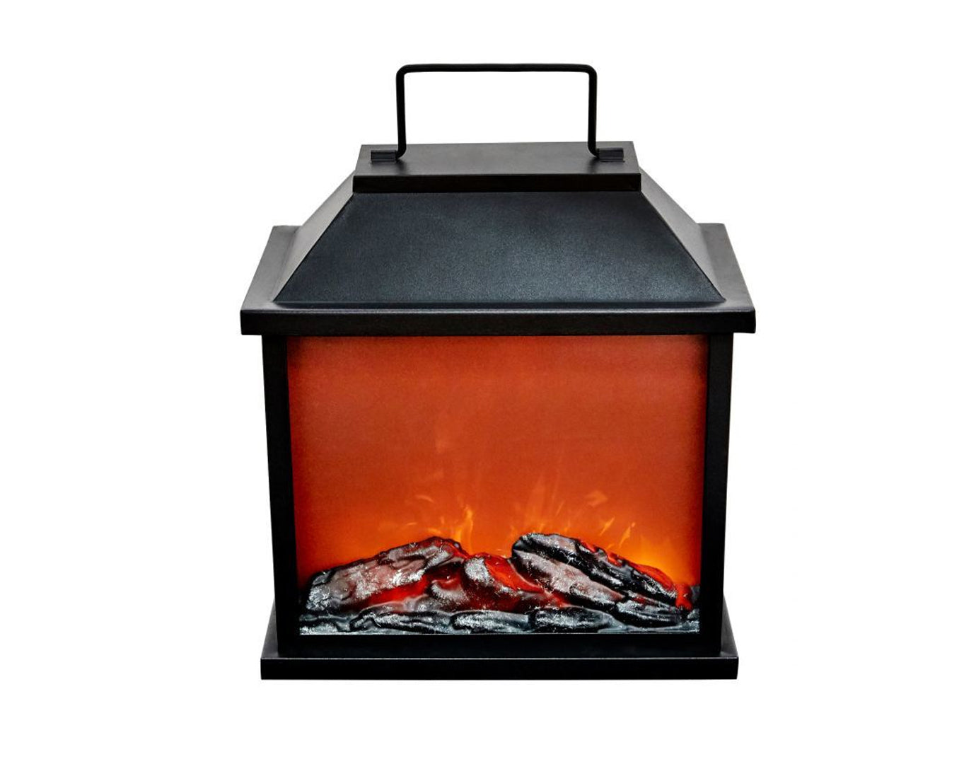 31.5cm LED Fireplace Metal/Glass Lantern Home Decor (Battery Operated) - Large V563-75149