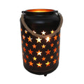 25cm Metal LED Lantern Light w Rope Hanger Star Design Lamp - Large V563-75153