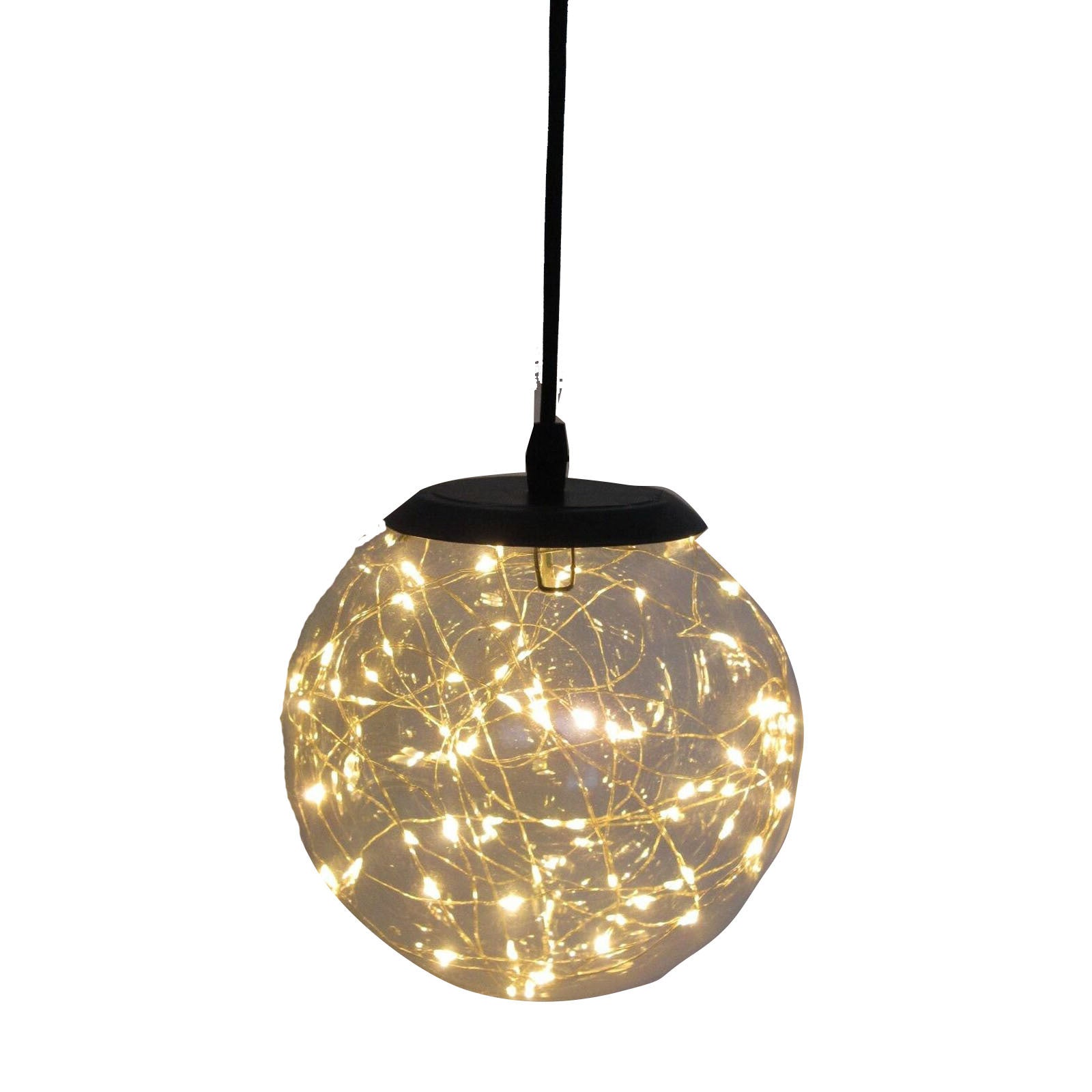 Glass LED Lighting Pendant Light w/ Timer Hanging Lantern Lamp - Round V563-75156