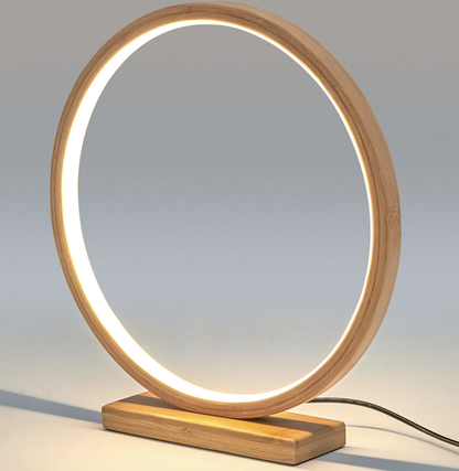 Bamboo Single Ring LED Lamp Light Modern Scandi Minimalistic - Natural V563-75165