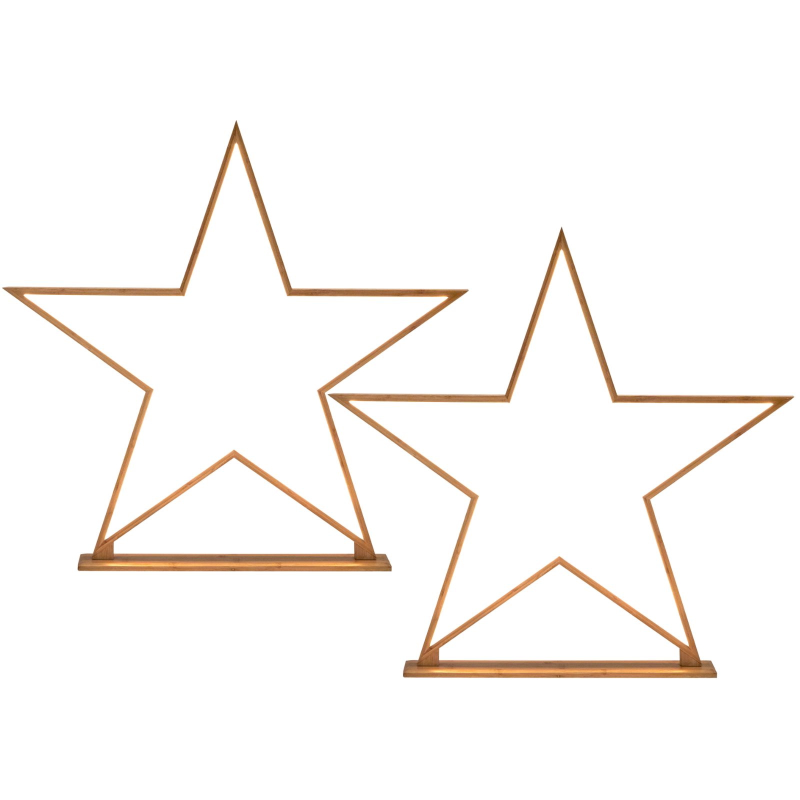 2x Large Bamboo Star w/ LED Strip Table Lamp Light Modern Minimalist Decor - Natural V563-75166_2X