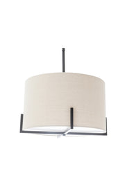 Modern Scandi Metal Hanging Pendant Lamp w/ Linen Shade Light - Matte Black V563-75170